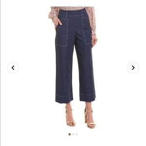 New Rebecca Taylor Blue Linen Crop Pant Size 12